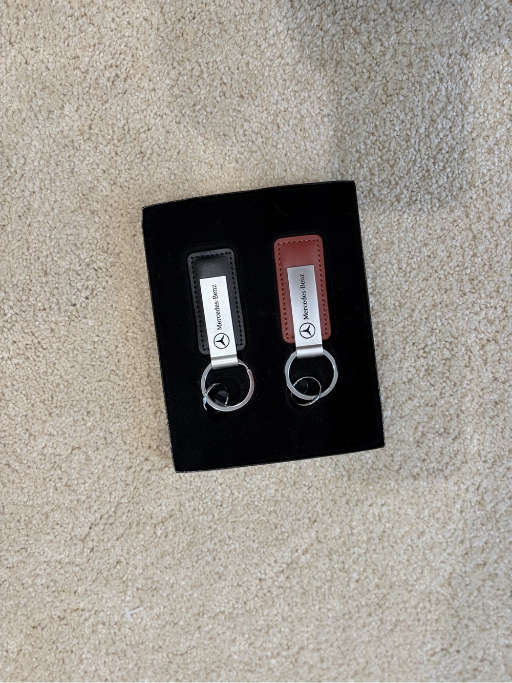 Mercedes Leather Key Fob Set - Black & Brown